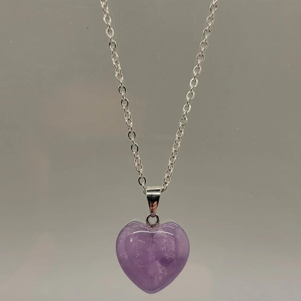Heart Pendant Amethyst Necklace, February Birthstone Jewelry